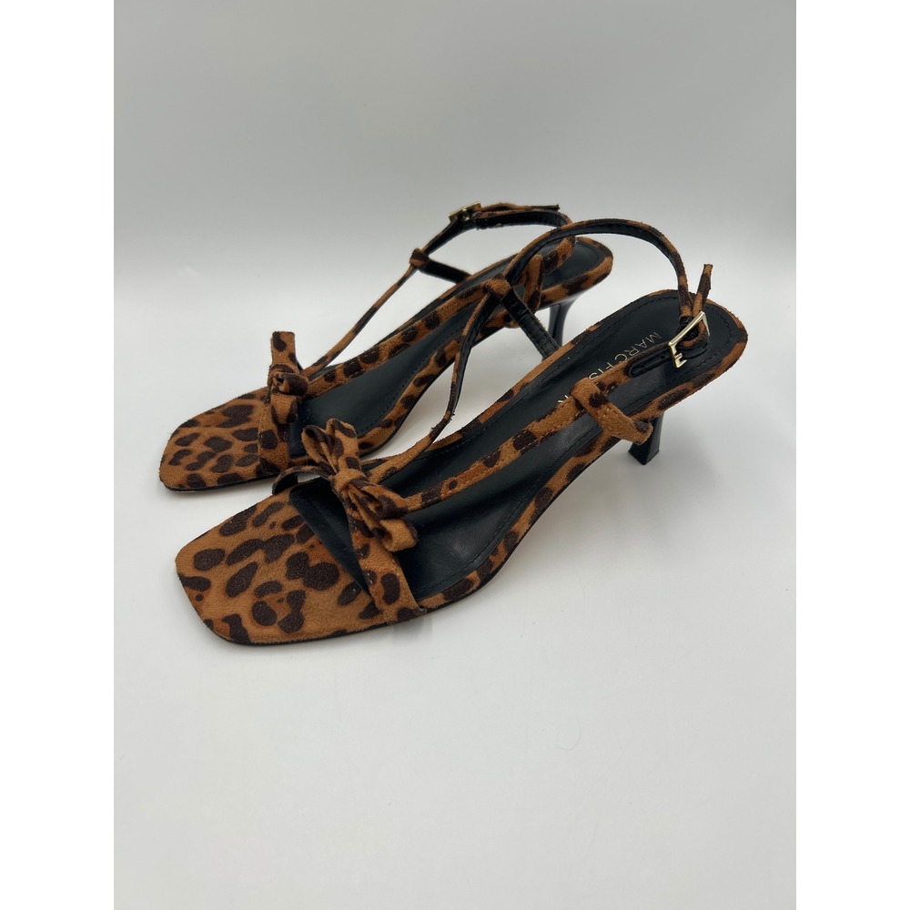 Marc Fisher LTD Dalary Leopard Print T-Strap Kitten Heel Sandals Square Toe 8 - Picture 8 of 8